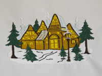 Дизайн машинной вышивки зимний дом