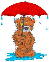 Машинная вышивка медведь под зонтиком