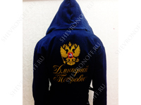 Вышивка на халате золотыми нитями герб России 
