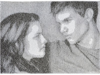 Вышитый портрет Бэллы и Джейкоба