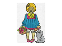 Дазайн машинной вышивка Девочка с кошкой